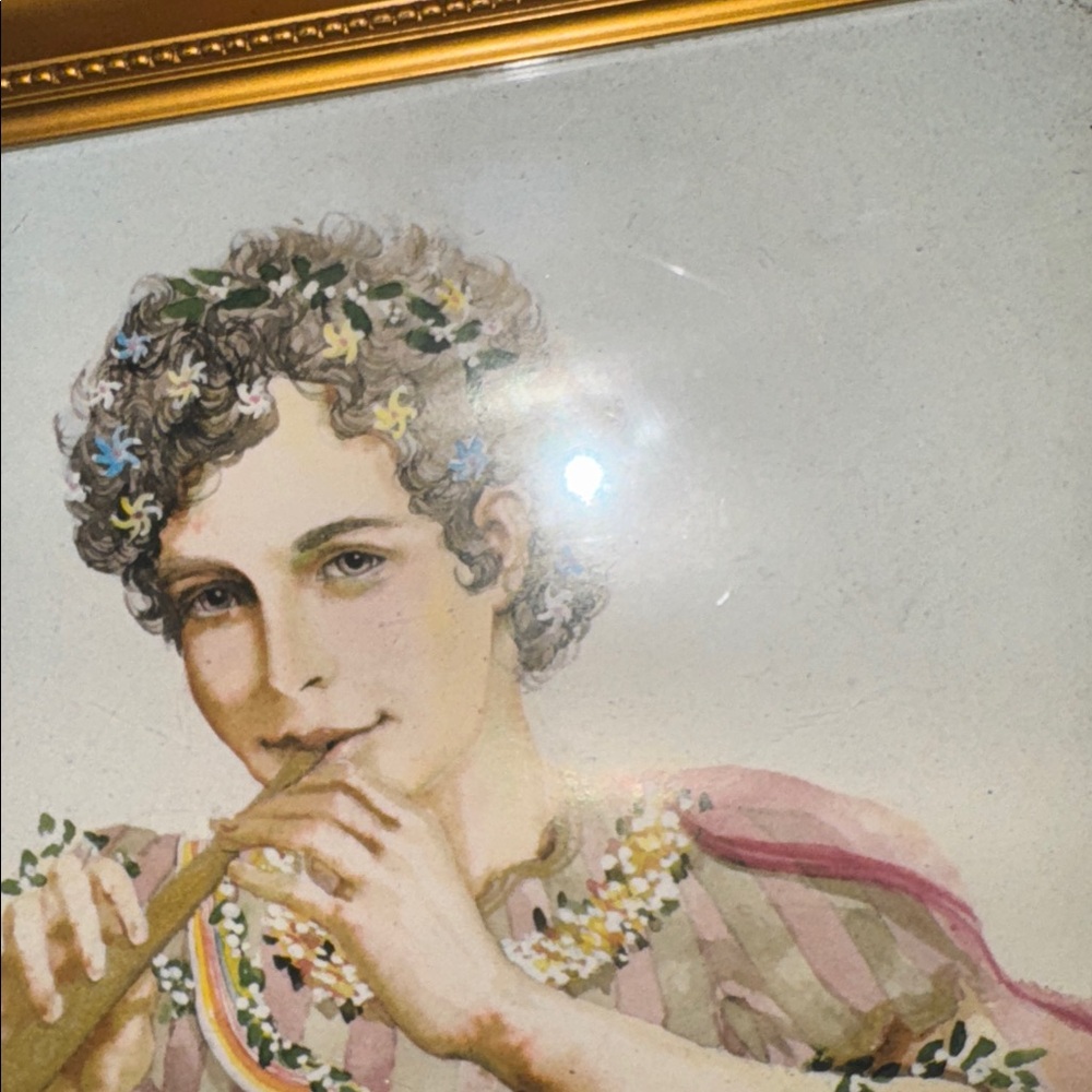 Art Nouveau watercolor painting of a figure playing a horn. - Picture 3 of 11